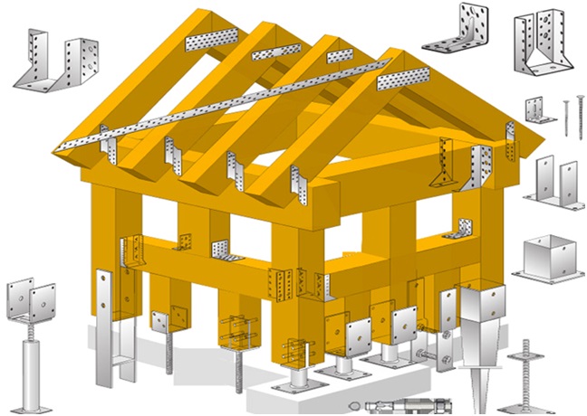 Fasciatore di piastre a chiodi per tralicci di tetto in legno e connettore per cornici in legno 6