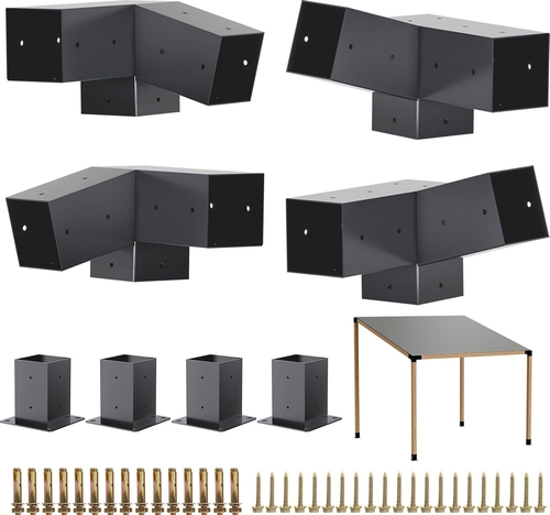 Latest company news about Staffe per tetto inclinate 15 ° con tetto a 75 ° pergola angolare con kit di gazebo post base per capannoni da legno di legno da 4x4 "