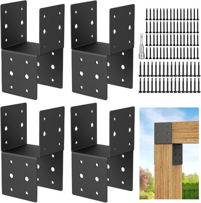 Collegatore di ancoraggio per poste in acciaio 4pcs Cap & Tie Bracket Set assicura i posti ai ponti in legno con viti