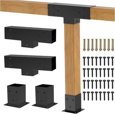 30° Pergola Bracket Kit per 4x4 Legname,L-Shaped DIY Woodwork Connector,Outdoor Pergola & Porch Construction Hardware