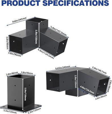 Kit di ferramenta per pergolato da esterno – Staffe metalliche angolate a 3 vie per montanti da 4x4 pollici